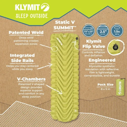 Static V Summit Sleeping Pad by Klymit - Image 5