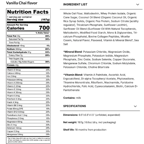 Vanilla Chai Complete Powder Meal by RecPak - Image 3
