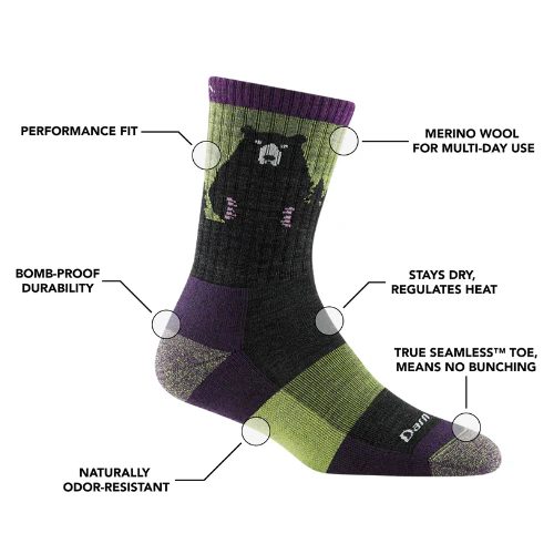 Women's Bear Town Micro Crew Lightweight Hiking Sock by Darn Tough - Image 5